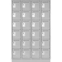 Clean Line Lockerette, 6 -tier, Bank of 4, 48" x 18" x 76", Steel, Grey, Rivet (Assembled) Sécurité Médic