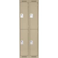 Casiers Clean Line, 2 niveaux, Bloc de 2, 24" x 18" x 72", Acier, Beige, Rivet (assembl&eacute;) Sécurité Médic