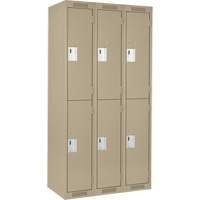 Clean Line Lockers, 2 -tier, Bank of 3, 36" x 18" x 72", Steel, Beige, Rivet (Assembled) Sécurité Médic
