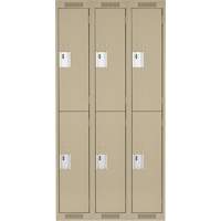 Clean Line Lockers, 2 -tier, Bank of 3, 36" x 18" x 72", Steel, Beige, Rivet (Assembled) Sécurité Médic
