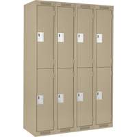 Clean Line Lockers, 2 -tier, Bank of 4, 48" x 18" x 72", Steel, Beige, Rivet (Assembled) Sécurité Médic