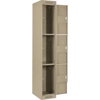 Clean Line Lockers, 3 -tier, Bank of 4, 48" x 18" x 72", Steel, Beige, Rivet (Assembled) Sécurité Médic