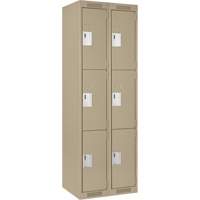 Clean Line Lockers, 3 -tier, Bank of 2, 24" x 18" x 72", Steel, Beige, Rivet (Assembled) Sécurité Médic
