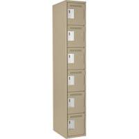 Clean Line Lockerette, 6 -tier, 12" x 18" x 72", Steel, Beige, Rivet (Assembled) Sécurité Médic
