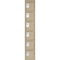 Clean Line Lockerette, 6 -tier, 12" x 18" x 72", Steel, Beige, Rivet (Assembled) Sécurité Médic