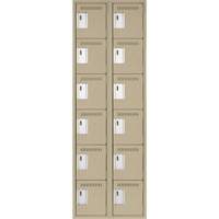 Clean Line Lockerette, 6 -tier, Bank of 2, 24" x 18" x 72", Steel, Beige, Rivet (Assembled) Sécurité Médic