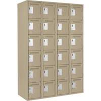 Clean Line Lockerette, 6 -tier, Bank of 4, 48" x 18" x 72", Steel, Beige, Rivet (Assembled) Sécurité Médic