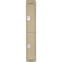 Clean Line Lockers, 2 -tier, 12" x 18" x 78", Steel, Beige, Rivet (Assembled) Sécurité Médic