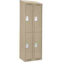 Clean Line Lockers, 2 -tier, Bank of 2, 24" x 18" x 78", Steel, Beige, Rivet (Assembled) Sécurité Médic
