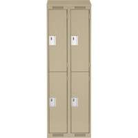 Clean Line Lockers, 2 -tier, Bank of 2, 24" x 18" x 78", Steel, Beige, Rivet (Assembled) Sécurité Médic