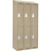 Clean Line Lockers, 2 -tier, Bank of 3, 36" x 18" x 78", Steel, Beige, Rivet (Assembled) Sécurité Médic
