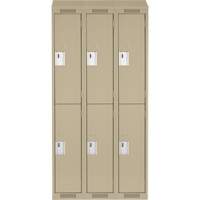 Clean Line Lockers, 2 -tier, Bank of 3, 36" x 18" x 78", Steel, Beige, Rivet (Assembled) Sécurité Médic