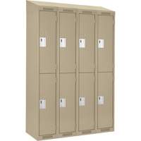 Clean Line Lockers, 2 -tier, Bank of 4, 48" x 18" x 78", Steel, Beige, Rivet (Assembled) Sécurité Médic
