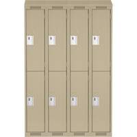 Clean Line Lockers, 2 -tier, Bank of 4, 48" x 18" x 78", Steel, Beige, Rivet (Assembled) Sécurité Médic