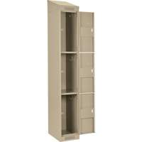 Clean Line Lockers, 3 -tier, Bank of 4, 48" x 18" x 78", Steel, Beige, Rivet (Assembled) Sécurité Médic