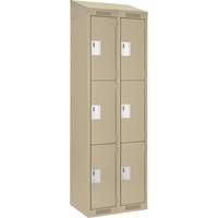 Clean Line Lockers, 3 -tier, Bank of 2, 24" x 18" x 78", Steel, Beige, Rivet (Assembled) Sécurité Médic