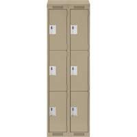 Clean Line Lockers, 3 -tier, Bank of 2, 24" x 18" x 78", Steel, Beige, Rivet (Assembled) Sécurité Médic