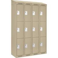Clean Line Lockers, 3 -tier, Bank of 4, 48" x 18" x 78", Steel, Beige, Rivet (Assembled) Sécurité Médic
