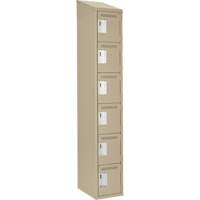 Clean Line Lockerette, 6 -tier, 12" x 18" x 78", Steel, Beige, Rivet (Assembled) Sécurité Médic