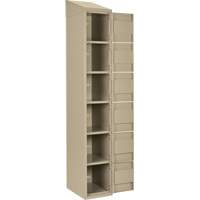 Petits casiers Clean Line, 6 niveaux, Bloc de 4, 48" x 18" x 78", Acier, Beige, Rivet (assembl&eacute;) Sécurité Médic