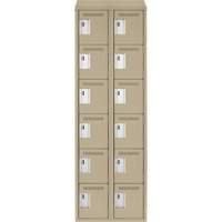 Clean Line Lockerette, 6 -tier, Bank of 2, 24" x 18" x 78", Steel, Beige, Rivet (Assembled) Sécurité Médic