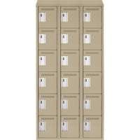 Clean Line Lockerette, 6 -tier, Bank of 3, 36" x 18" x 78", Steel, Beige, Rivet (Assembled) Sécurité Médic