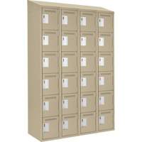 Petits casiers Clean Line, 6 niveaux, Bloc de 4, 48" x 18" x 78", Acier, Beige, Rivet (assembl&eacute;) Sécurité Médic