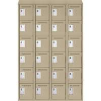 Petits casiers Clean Line, 6 niveaux, Bloc de 4, 48" x 18" x 78", Acier, Beige, Rivet (assembl&eacute;) Sécurité Médic