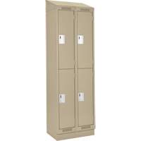 Clean Line Lockers, 2 -tier, Bank of 2, 24" x 18" x 82", Steel, Beige, Rivet (Assembled) Sécurité Médic