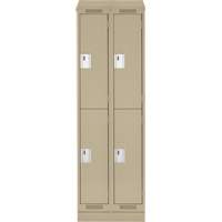 Clean Line Lockers, 2 -tier, Bank of 2, 24" x 18" x 82", Steel, Beige, Rivet (Assembled) Sécurité Médic