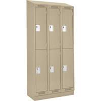 Clean Line Lockers, 2 -tier, Bank of 3, 36" x 18" x 82", Steel, Beige, Rivet (Assembled) Sécurité Médic
