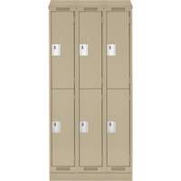 Clean Line Lockers, 2 -tier, Bank of 3, 36" x 18" x 82", Steel, Beige, Rivet (Assembled) Sécurité Médic