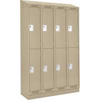 Clean Line Lockers, 2 -tier, Bank of 4, 48" x 18" x 82", Steel, Beige, Rivet (Assembled) Sécurité Médic