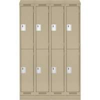 Clean Line Lockers, 2 -tier, Bank of 4, 48" x 18" x 82", Steel, Beige, Rivet (Assembled) Sécurité Médic