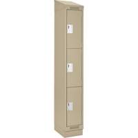 Clean Line Lockers, 3 -tier, 12" x 18" x 82", Steel, Beige, Rivet (Assembled) Sécurité Médic