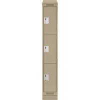 Clean Line Lockers, 3 -tier, 12" x 18" x 82", Steel, Beige, Rivet (Assembled) Sécurité Médic