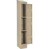 Clean Line Lockers, 3 -tier, Bank of 4, 48" x 18" x 82", Steel, Beige, Rivet (Assembled) Sécurité Médic