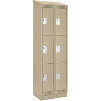 Clean Line Lockers, 3 -tier, Bank of 2, 24" x 18" x 82", Steel, Beige, Rivet (Assembled) Sécurité Médic