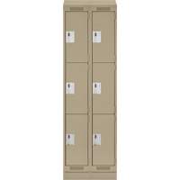 Clean Line Lockers, 3 -tier, Bank of 2, 24" x 18" x 82", Steel, Beige, Rivet (Assembled) Sécurité Médic