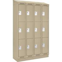 Clean Line Lockers, 3 -tier, Bank of 4, 48" x 18" x 82", Steel, Beige, Rivet (Assembled) Sécurité Médic