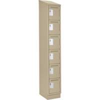 Clean Line Lockerette , 6 -tier, 12" x 18" x 82", Steel, Beige, Rivet (Assembled) Sécurité Médic