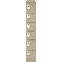 Clean Line Lockerette , 6 -tier, 12" x 18" x 82", Steel, Beige, Rivet (Assembled) Sécurité Médic
