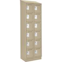 Clean Line Lockerette , 6 -tier, Bank of 2, 24" x 18" x 82", Steel, Beige, Rivet (Assembled) Sécurité Médic