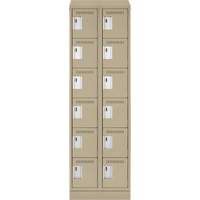 Clean Line Lockerette , 6 -tier, Bank of 2, 24" x 18" x 82", Steel, Beige, Rivet (Assembled) Sécurité Médic