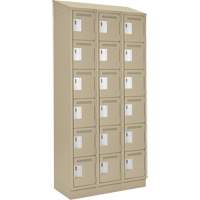 Clean Line Lockerette , 6 -tier, Bank of 3, 36" x 18" x 82", Steel, Beige, Rivet (Assembled) Sécurité Médic