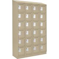 Clean Line Lockerette , 6 -tier, Bank of 4, 48" x 18" x 82", Steel, Beige, Rivet (Assembled) Sécurité Médic