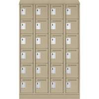 Clean Line Lockerette , 6 -tier, Bank of 4, 48" x 18" x 82", Steel, Beige, Rivet (Assembled) Sécurité Médic