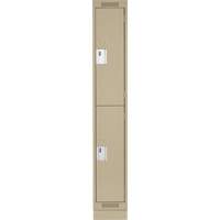 Clean Line Lockers, 2 -tier, 12" x 18" x 76", Steel, Beige, Rivet (Assembled) Sécurité Médic