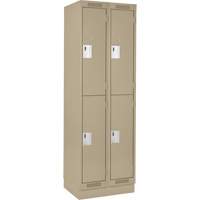Clean Line Lockers, 2 -tier, Bank of 2, 24" x 18" x 76", Steel, Beige, Rivet (Assembled) Sécurité Médic
