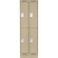 Clean Line Lockers, 2 -tier, Bank of 2, 24" x 18" x 76", Steel, Beige, Rivet (Assembled) Sécurité Médic
